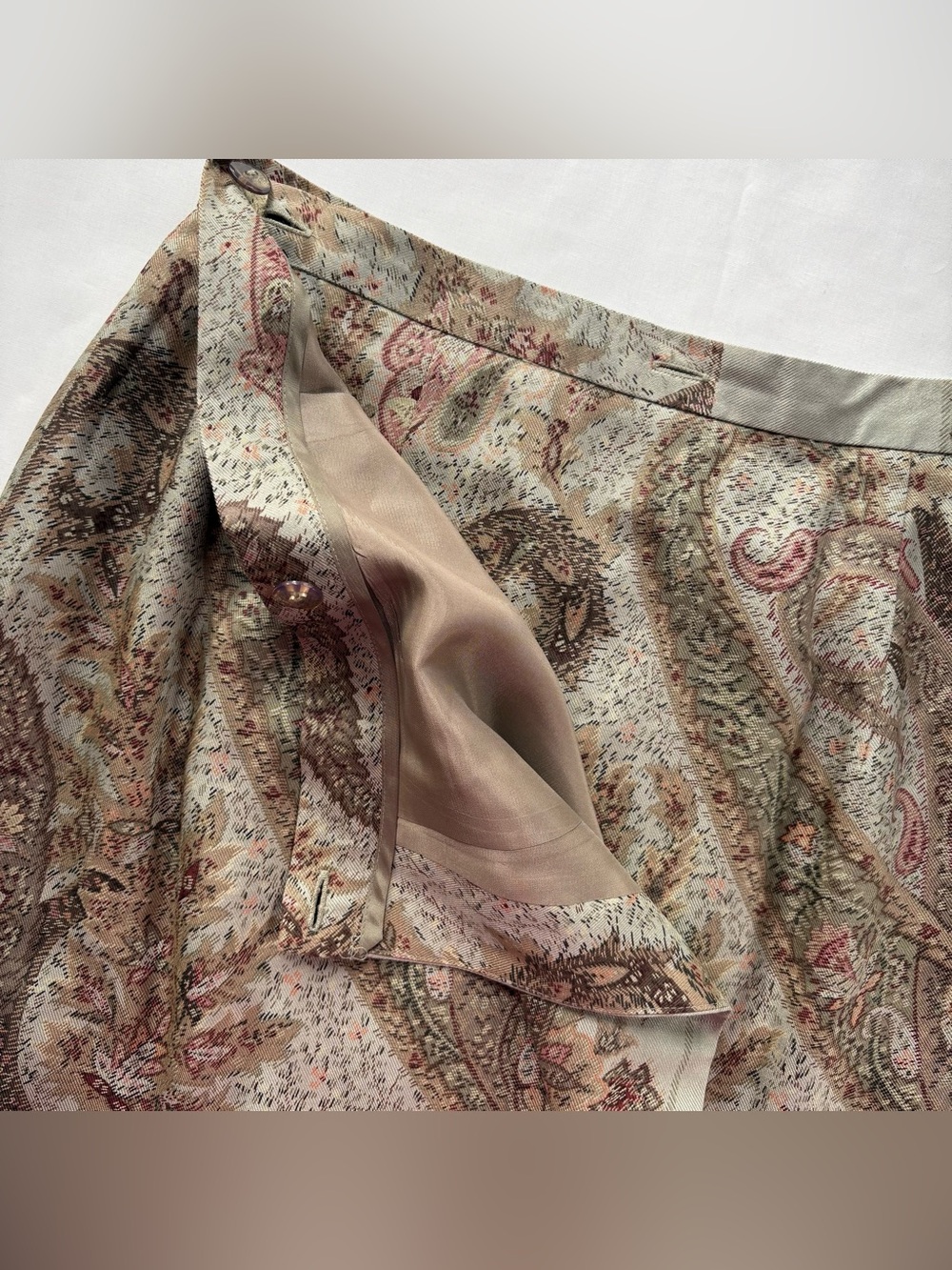 Vintage Talbots Silk Paisley Wrap Skirt Size 2 - Picture 5 of 8